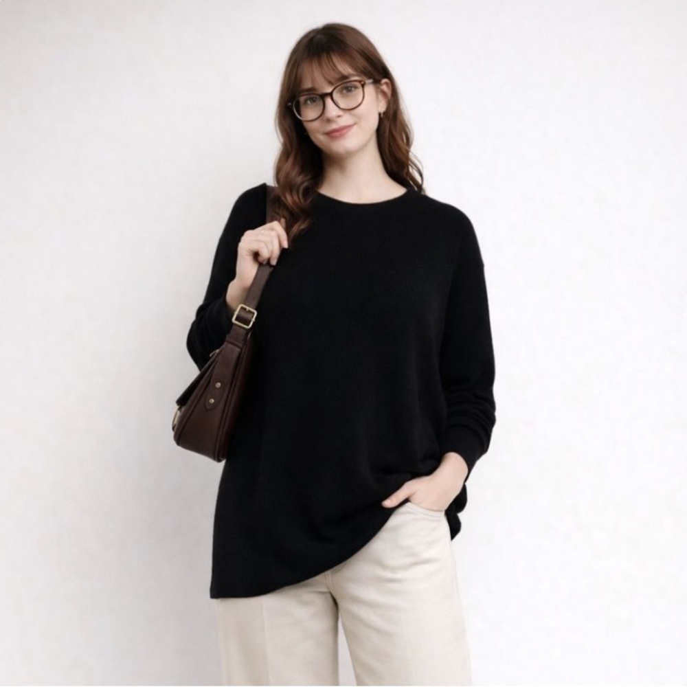 100% Cashmere Black Long Sleeve Crewneck Sweater Size XXXL